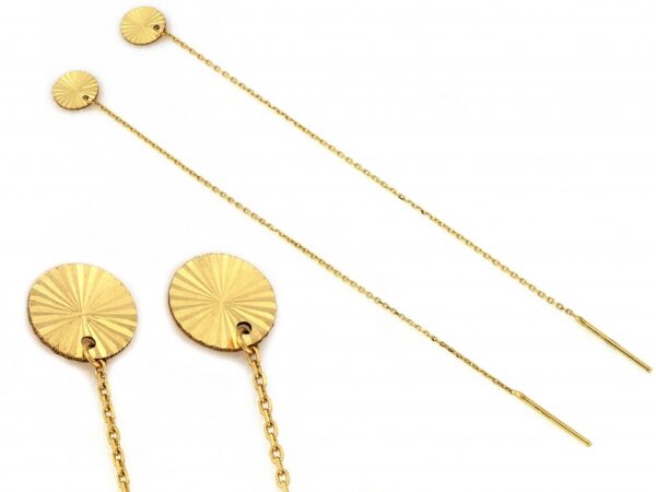 Złote kolczyki przeciągane próba 585 (14Kt) diamentowane kółko – elegancja i nowoczesny styl