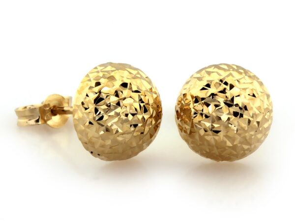 Złote kolczyki wkrętki próba 585 (14Kt) wkrętki kulki diamentowane 8mm połówki – elegancja i nowoczesny styl