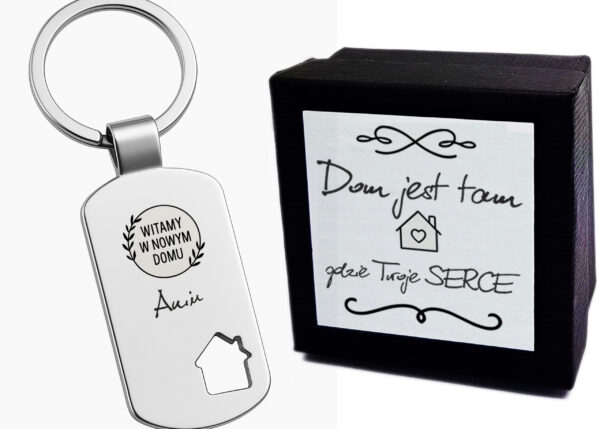 Brelok “Witamy w nowym domu” – idealny prezent na parapetówkę - z Grawerem + Etui