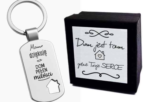 Brelok „Dziękuję za dom pełen miłości” – dla mamy, która stworzyła ciepło + Etui Prezent dla Mamy
