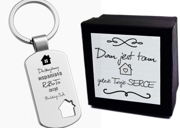 Brelok „Dziękuję za wspaniałą robotę” – prezent docenienie wysiłku i pracy pracowników i wykonawców - z Grawerem + Etui