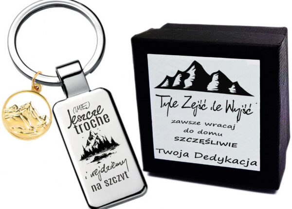 Breloczek z grawerem – Jeszcze troche i wejdziemy na szczyt - Prezent dla miłośnika gór Złota zawieszka góry biżuteria Brelok Góry (Kopia)
