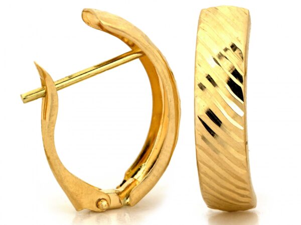 Złote kolczyki angielskie zapięcie próba 585 (14Kt) zdobione cięste – elegancja i nowoczesny styl