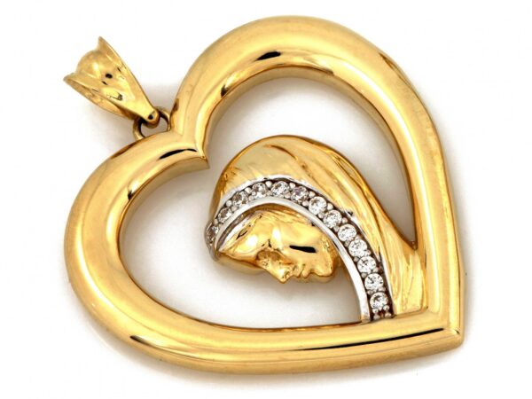 Złota zawieszka próba 585 (14Kt) Złote Serce Matka Boska Medalik – symbol miłości i elegancji