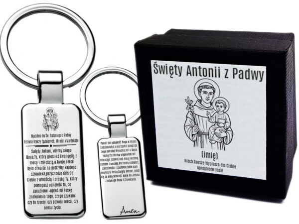 Brelok do Kluczy Zawieszka z grawerem Modlitwa do Św. Antonii z Padwy  - Medalik