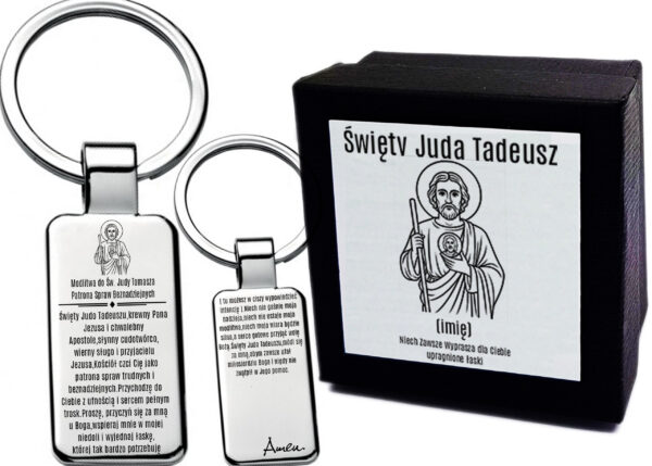Brelok do Kluczy Zawieszka z grawerem Modlitwa do Św. Judy Tadeusza Patrona Ludzi Beznadziejnych - Medalik