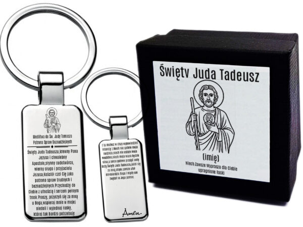 Brelok do Kluczy Zawieszka z grawerem Modlitwa do Św. Judy Tadeusza Patrona Ludzi Beznadziejnych - Medalik