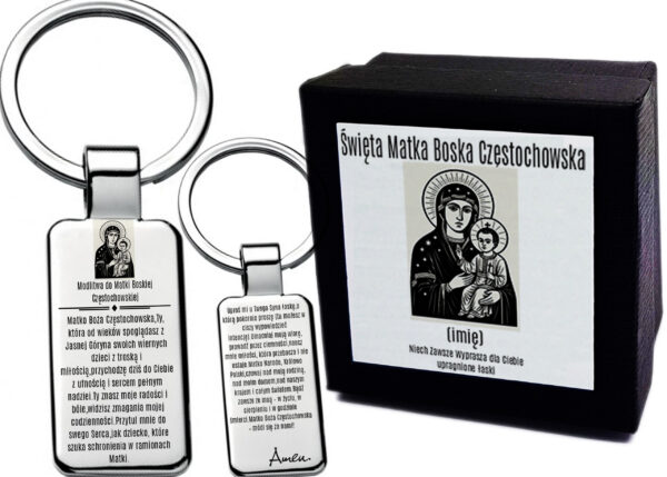 Brelok do Kluczy Zawieszka z grawerem Modlitwa do Św. Matki Boskiej Czestochowskiej - Medalik