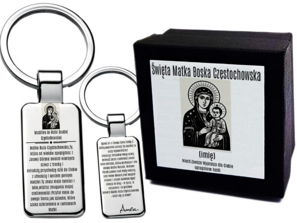 Brelok do Kluczy Zawieszka z grawerem Modlitwa do Św. Matki Boskiej Czestochowskiej - Medalik