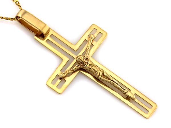 Złoty Krzyżyk – Pan Jezus Krzyżyk – Prezent dla niego – Złoto pr. 585