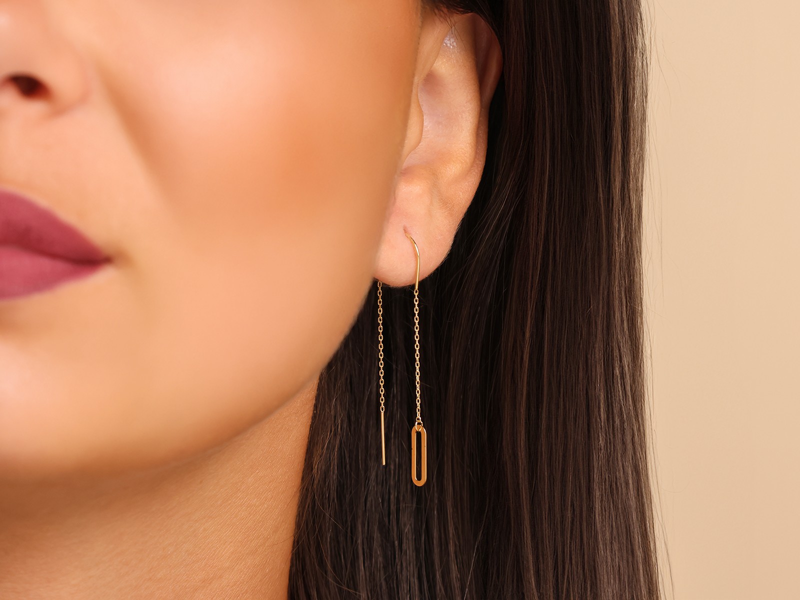 Złote kolczyki przeciagane ogniwka zloto pr 585 (1)