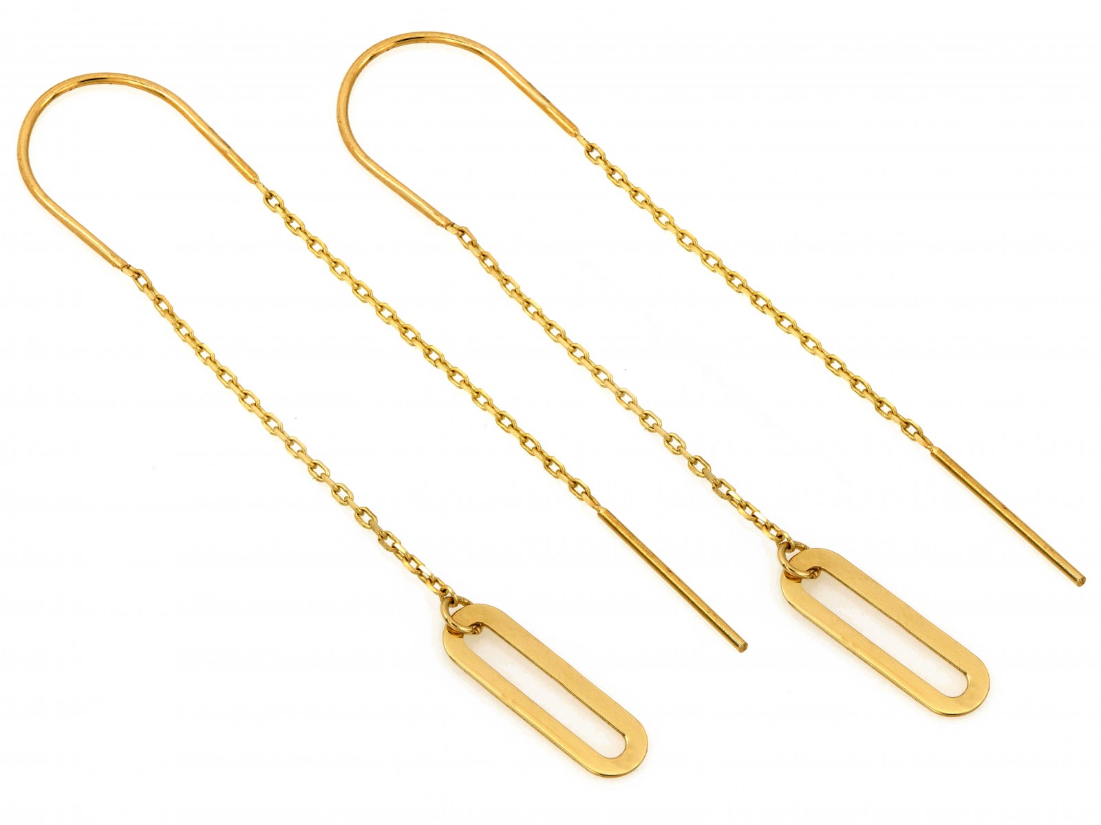 Złote kolczyki przeciagane ogniwka zloto pr 585 (2)