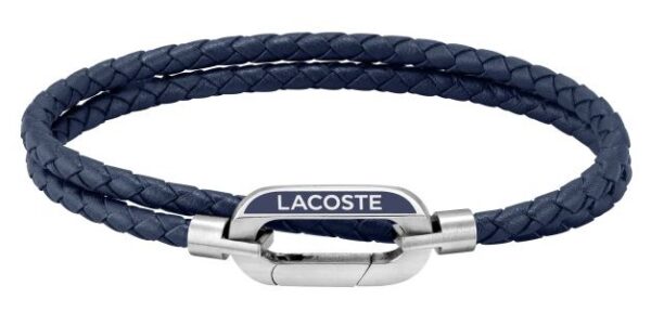 Bransoletka męska Lacoste Starboard skóra pleciona granatowa 2040112