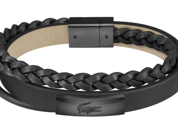 Bransoletka - Czarna - Logo - Lacoste - Męska - Prezent dla niego Fusion (2040318)