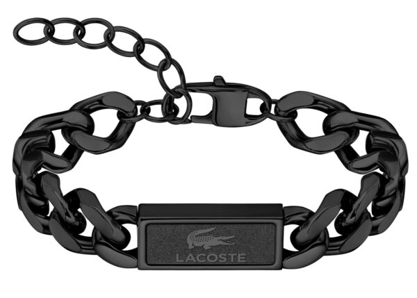 Bransoletka - Czarna - Logo - Lacoste - Męska - Prezent dla niego Backhand (2040441)
