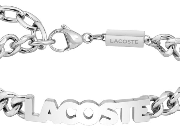 Bransoletka - Srebrna - Logo - Lacoste - Męska - Prezent dla niego Script (2040476)