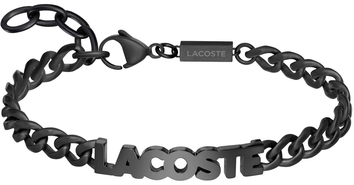 Bransoletka - Czarna - Logo - Lacoste - Męska - Prezent dla niego Script (2040478)