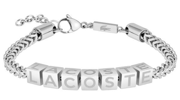 Bransoletka męska Lacoste Script stal srebrna 2040521 – zbliżenie