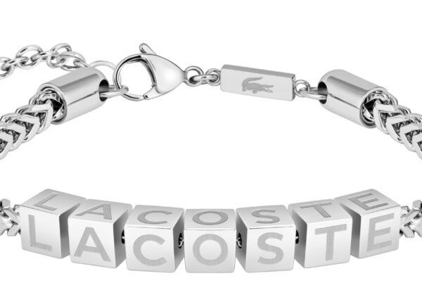 Bransoletka - Srebrna - Logo - Lacoste - Męska - Prezent dla niego Script (2040521)