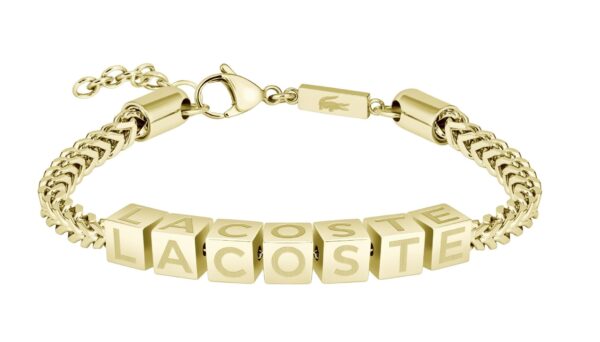 Bransoletka męska Lacoste Script stal złota 2040522 – zbliżenie