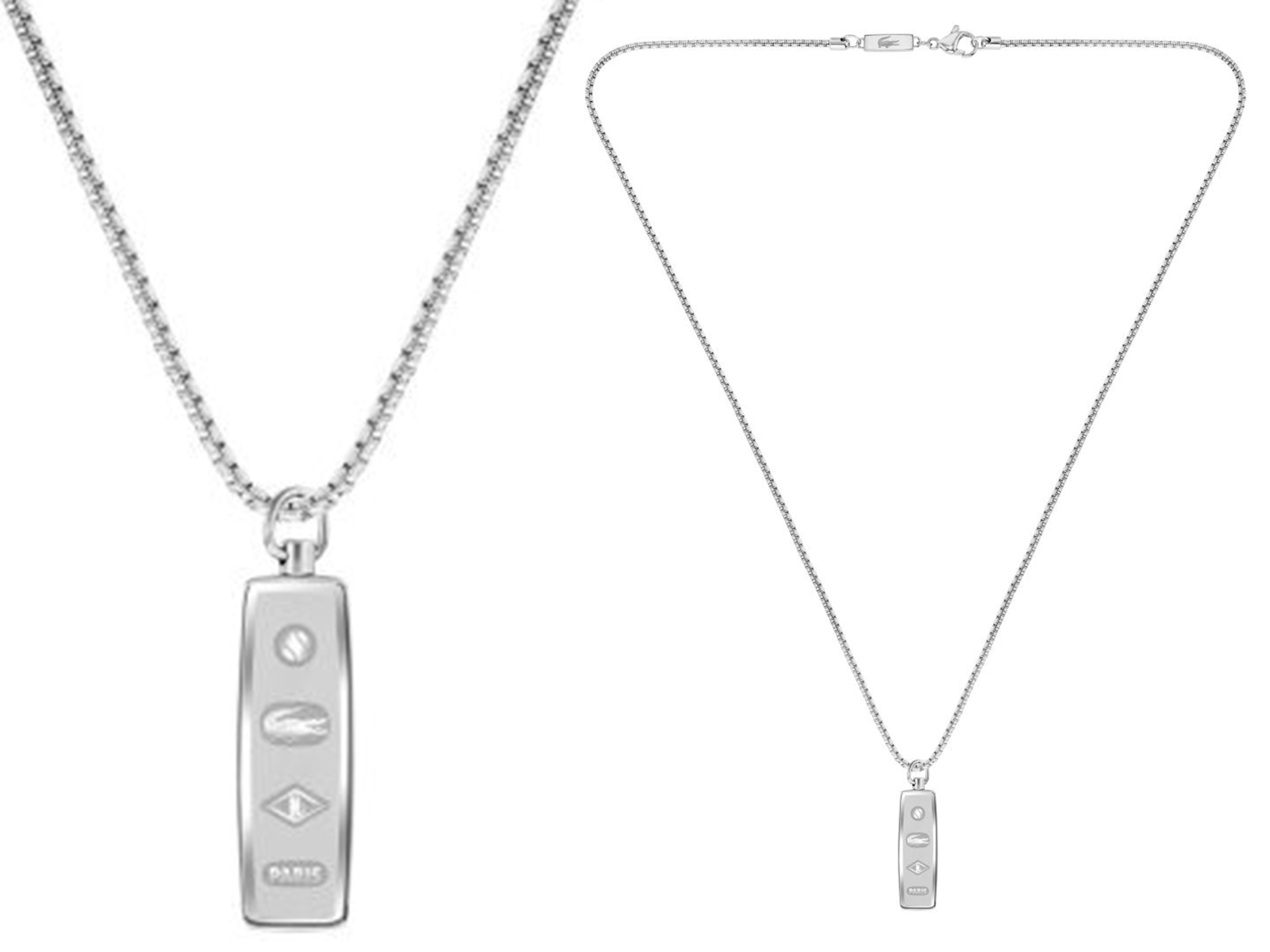 Naszyjnik - Srebrny - Logo - Lacoste - Męski- Prezent dla niego District (2040536)