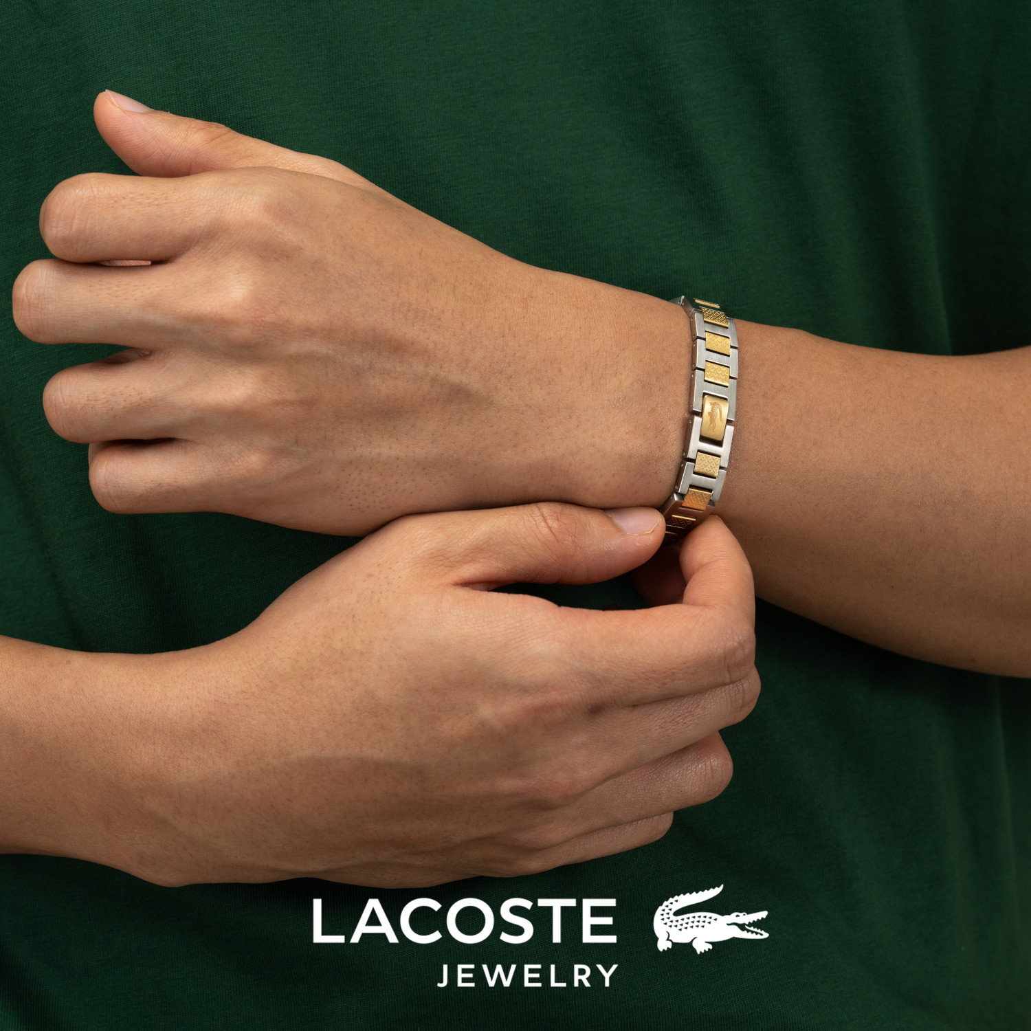Bransoletka - Srebrno Złota - Logo - Lacoste - Męska - Prezent dla niego Metropole EDGE (2040556) - obrazek 6