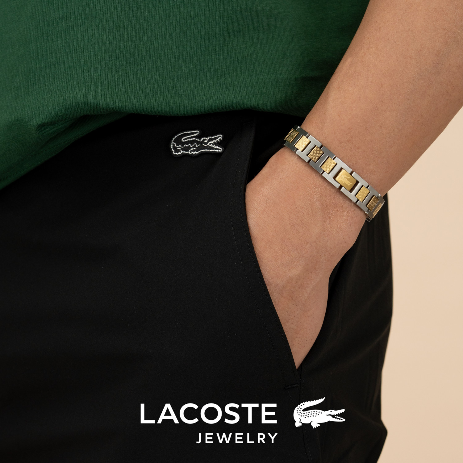 Bransoletka - Srebrno Złota - Logo - Lacoste - Męska - Prezent dla niego Metropole EDGE (2040556) - obrazek 5