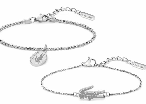Bransoletka Zestaw Srebrny- Logo - Lacoste - Męska - Prezent dla niego i dla niej (2070046)
