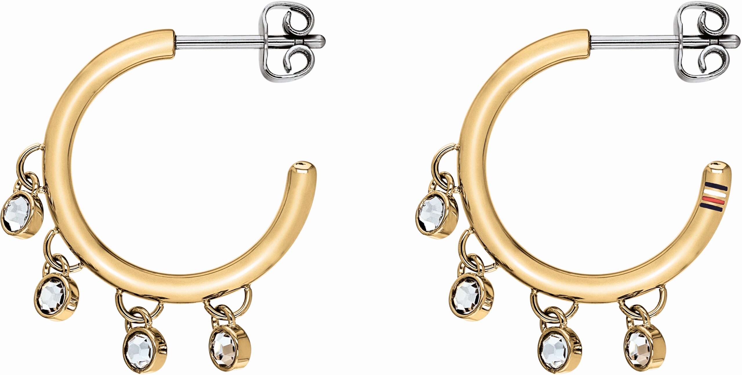 Kolczyki - Złote - Logo - Tommy Hilfiger - Damskie- Prezent dla niej (2780232)