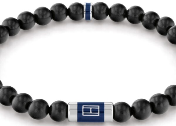 Bransoletka - Czarna - Logo - Tommy Hilfiger - Męska - Prezent dla niego (2790323)