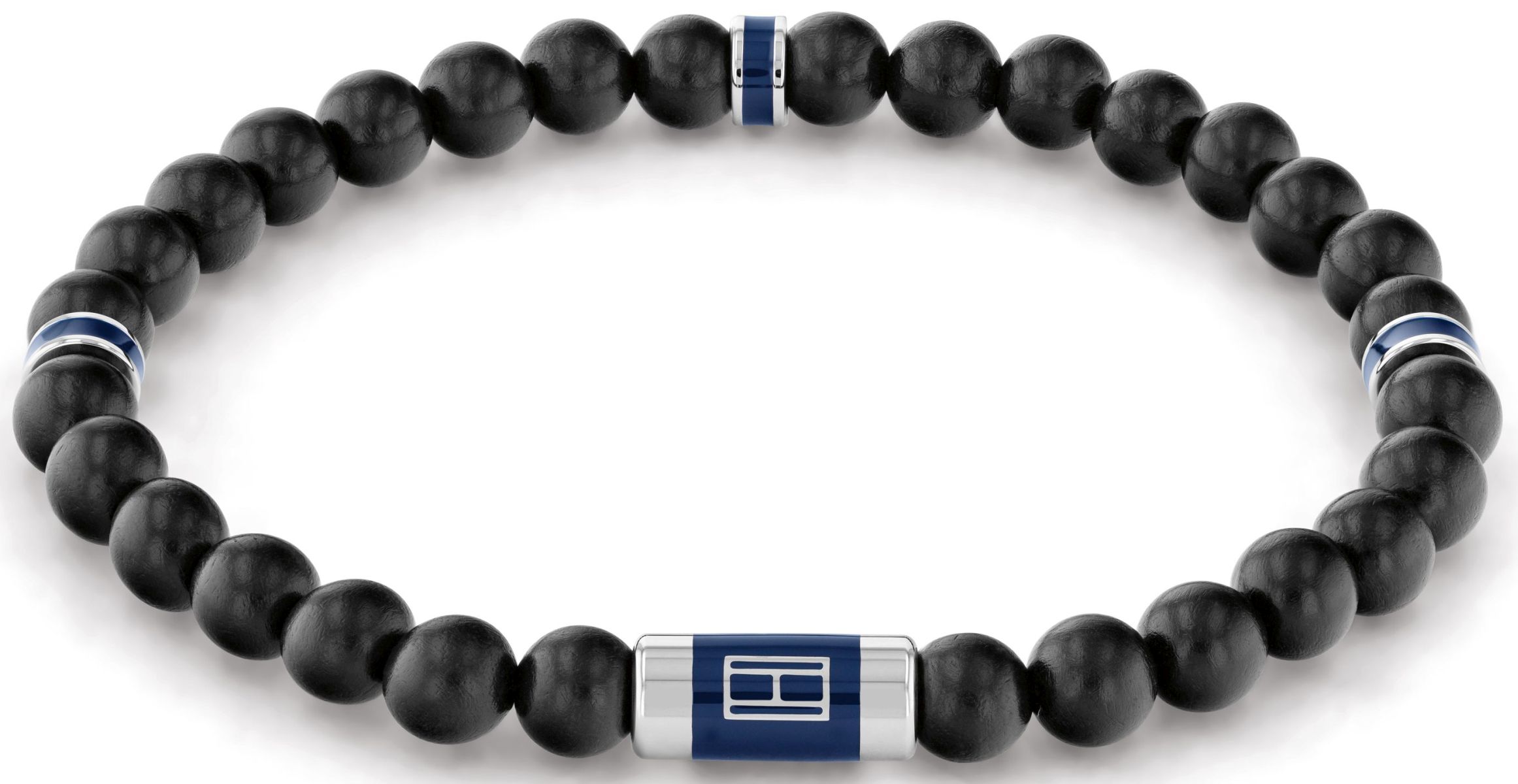 Bransoletka - Czarna - Logo - Tommy Hilfiger - Męska - Prezent dla niego (2790323)