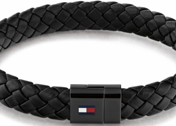 Bransoletka - Czarna - Logo - Tommy Hilfiger - Męska - Prezent dla niego (2790331)