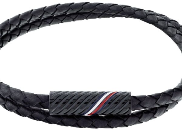 Bransoletka - Czarna - Logo - Tommy Hilfiger - Męska - Prezent dla niego (2790469)