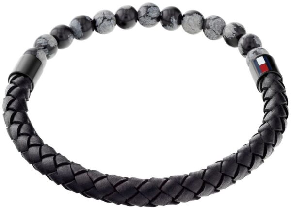 Bransoletka - Czarna - Logo - Tommy Hilfiger - Męska - Prezent dla niego (2790473)