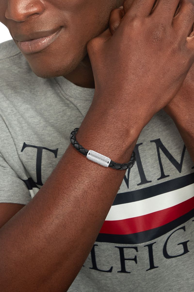 Bransoletka - Czarna - Logo - Tommy Hilfiger - Męska - Prezent dla niego (2790479) - obrazek 3