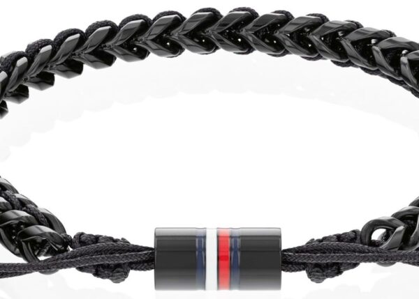 Bransoletka - Czarna - Logo - Tommy Hilfiger - Męska - Prezent dla niego (2790513)