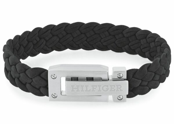 Bransoletka - Czarna - Logo - Tommy Hilfiger - Męska - Prezent dla niego (2790517)