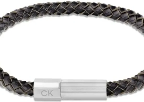 Bransoletka męska Calvin Klein Industrial Facets 35100047 skóra czarna
