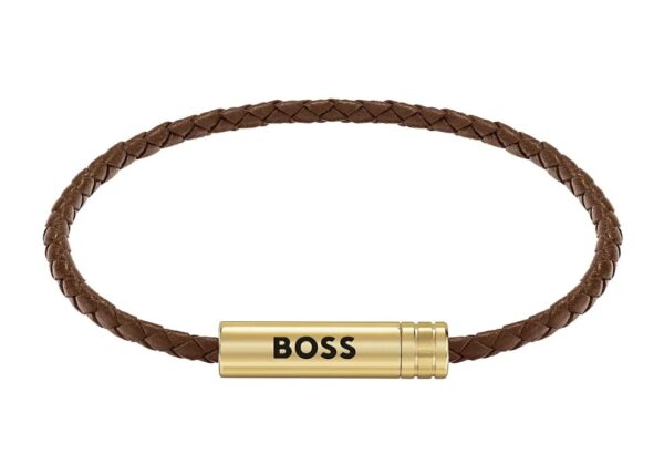 Bransoletka męska BOSS Ares Air 1580876 ze skóry naturalnej w kolorze brązowym