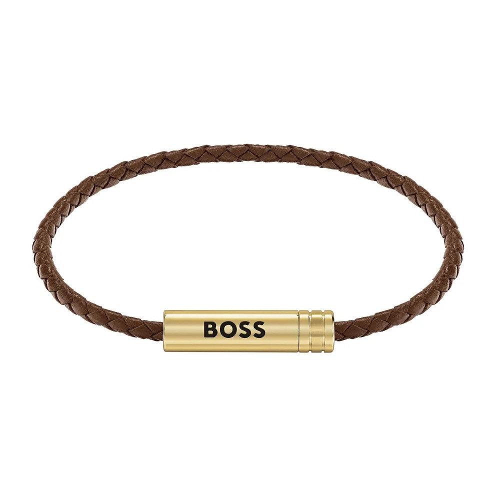 Bransoletka męska BOSS Ares Air 1580876 ze skóry naturalnej w kolorze brązowym