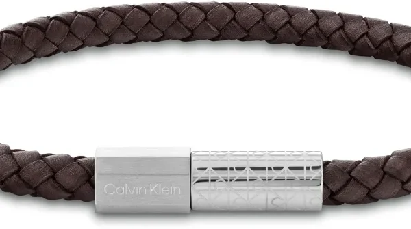 Bransoletka męska Calvin Klein Industrial Facets 35100089 skóra brązowa