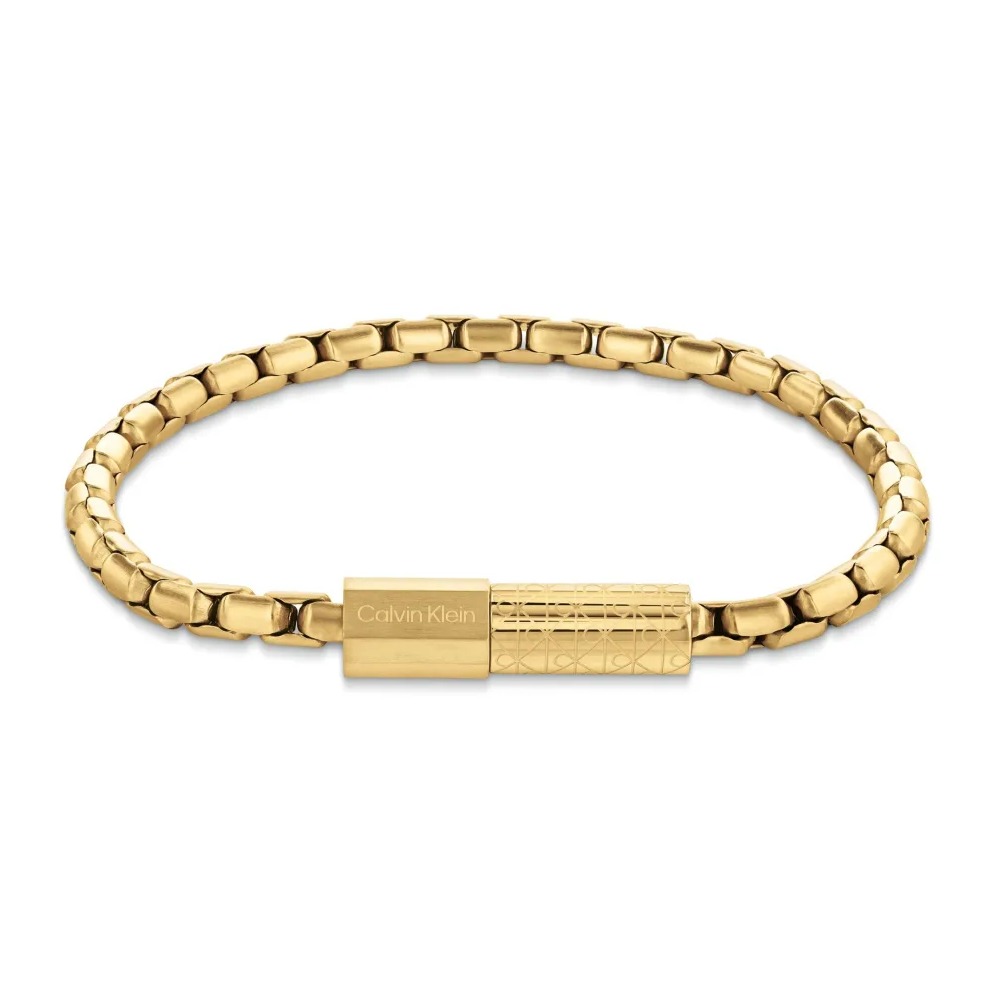 Bransoletka męska Calvin Klein Contoured Barrel 35100095 stal złota