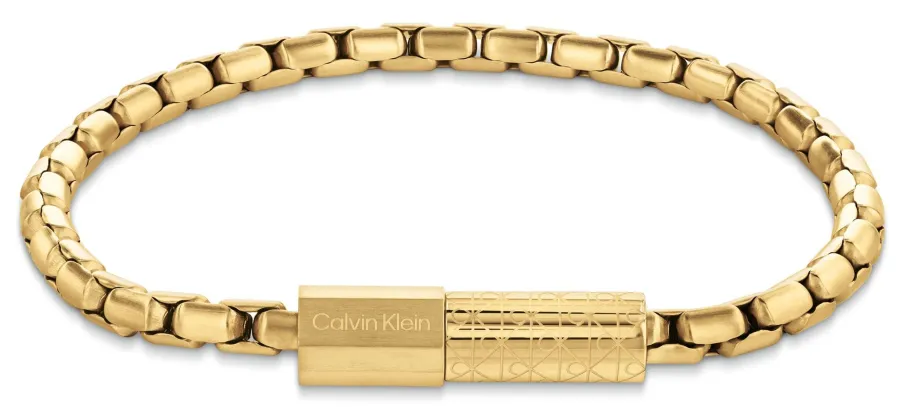 Bransoletka męska Calvin Klein Contoured Barrel 35100095 stal złota