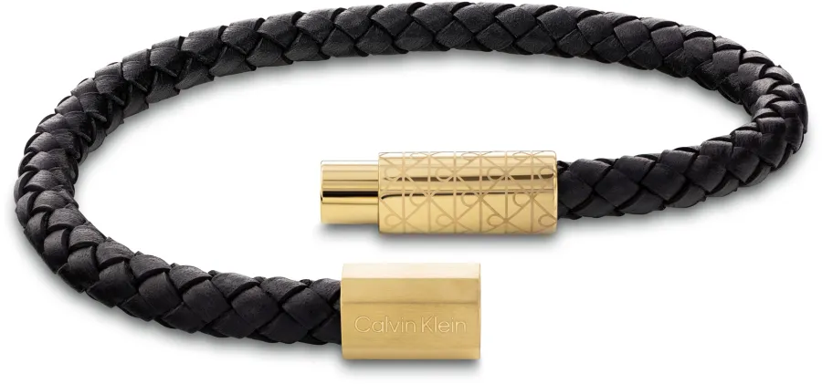 Bransoletka męska Calvin Klein Industrial Facets 35100087 skóra czarna – detal