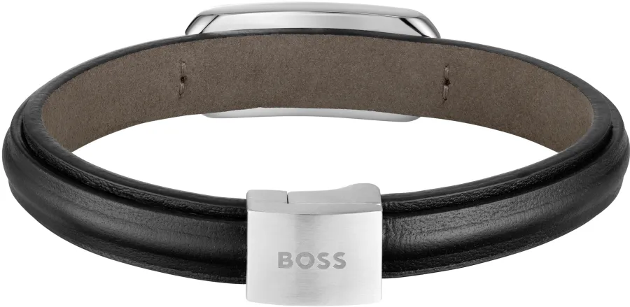 Bransoletka BOSS Kode 1580783M czarno-stalowa – detal stalowego elementu