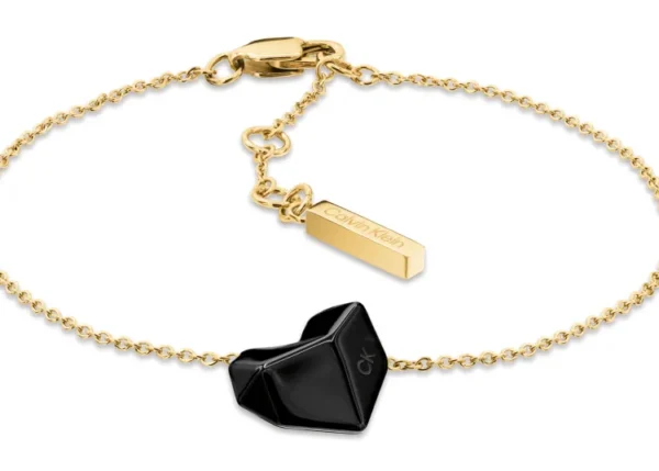 Bransoletka damska Calvin Klein Faceted Heart 35001001 stal złoto-czarna