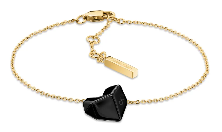 Bransoletka damska Calvin Klein Faceted Heart 35001001 stal złoto-czarna