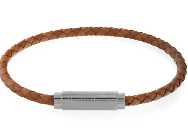 Bransoletka męska Calvin Klein Modern Grid 35000421 skóra brązowa