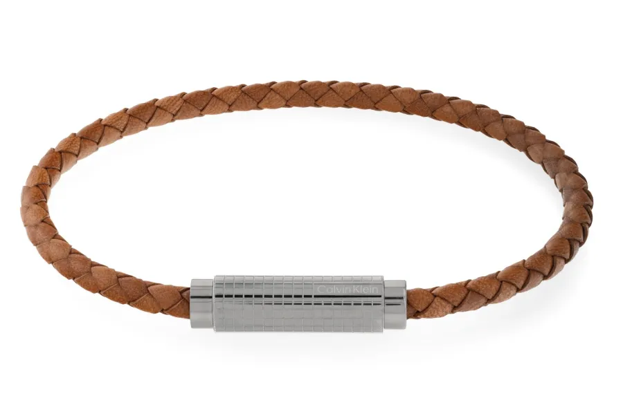 Bransoletka męska Calvin Klein Modern Grid 35000421 skóra brązowa