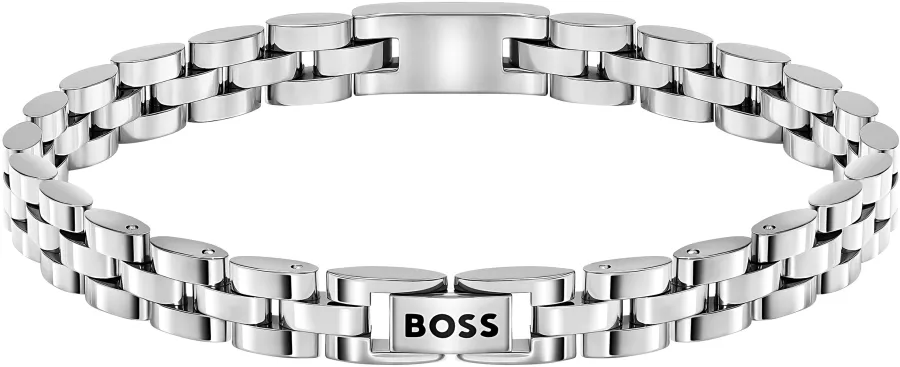 Bransoletka BOSS Archer 1580888 stalowa – zapięcie z logo BOSS